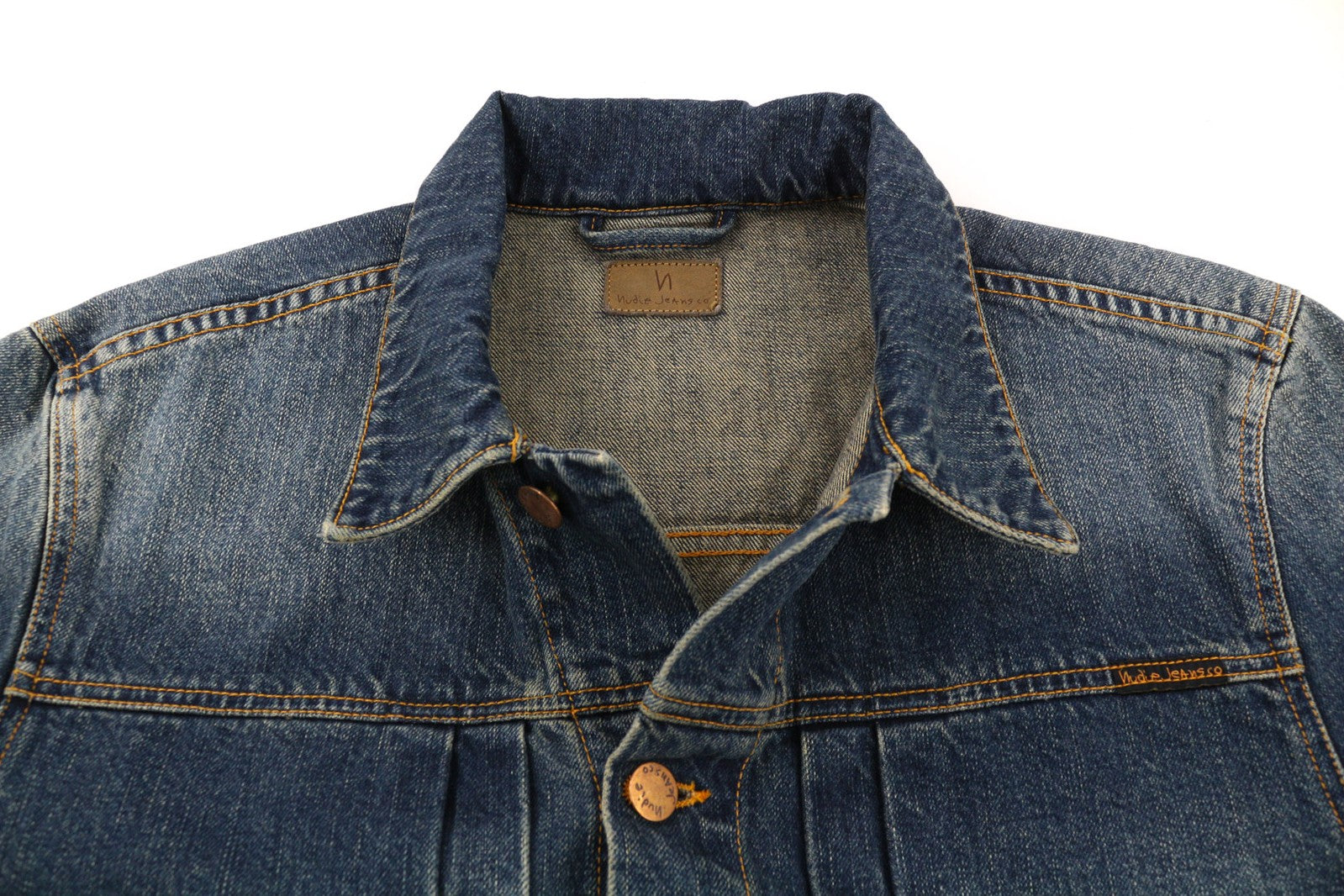 NUDIE JEANS Sonny Blue Friend Men Jacket M Pure Cotton Washed Denim Blue