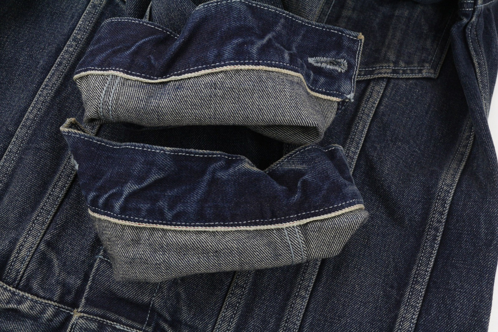 NUDIE JEANS vyriška striukė M Selvedge vienaeilė skalbta gryna medvilnė džinso mėlyna 