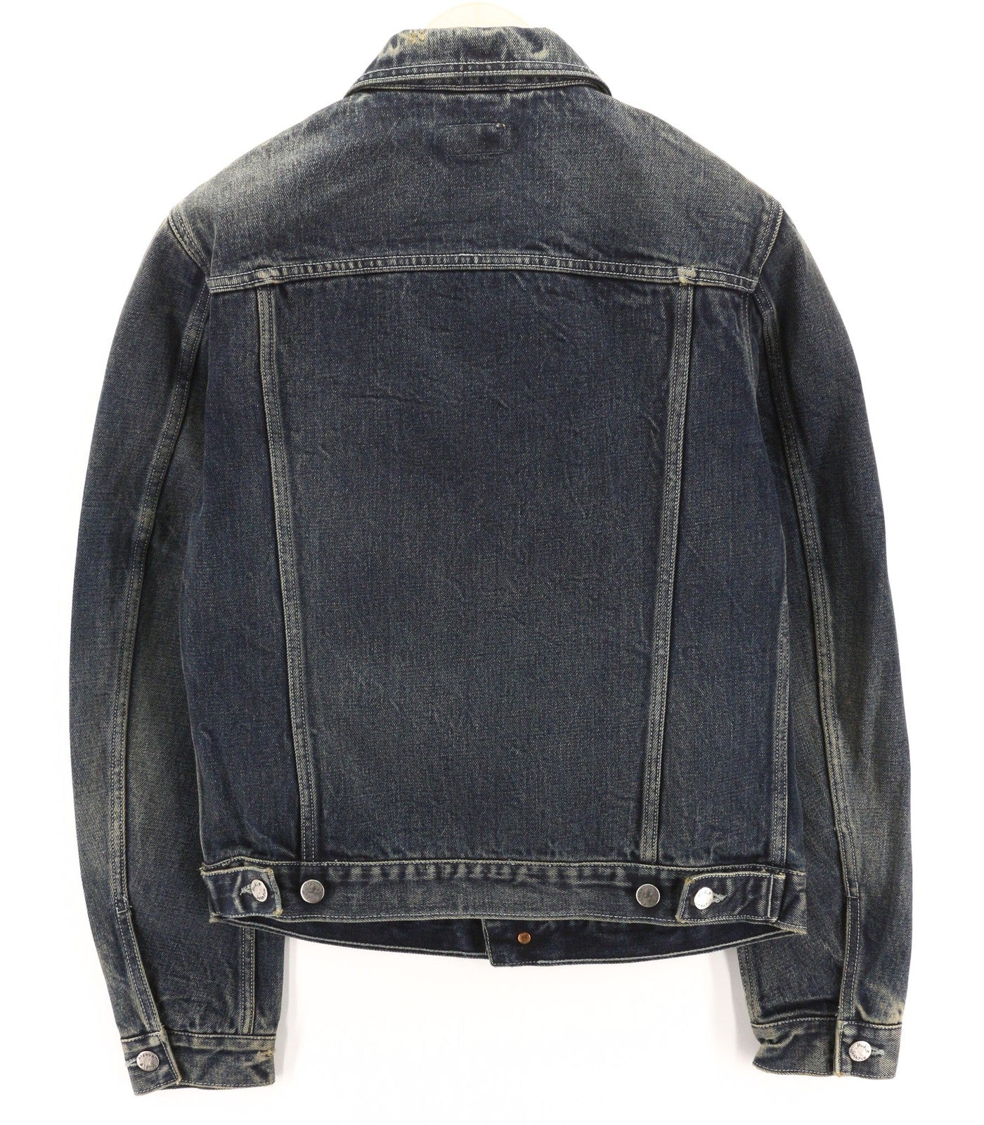 NUDIE JEANS vyriška striukė M Selvedge vienaeilė skalbta gryna medvilnė džinso mėlyna 