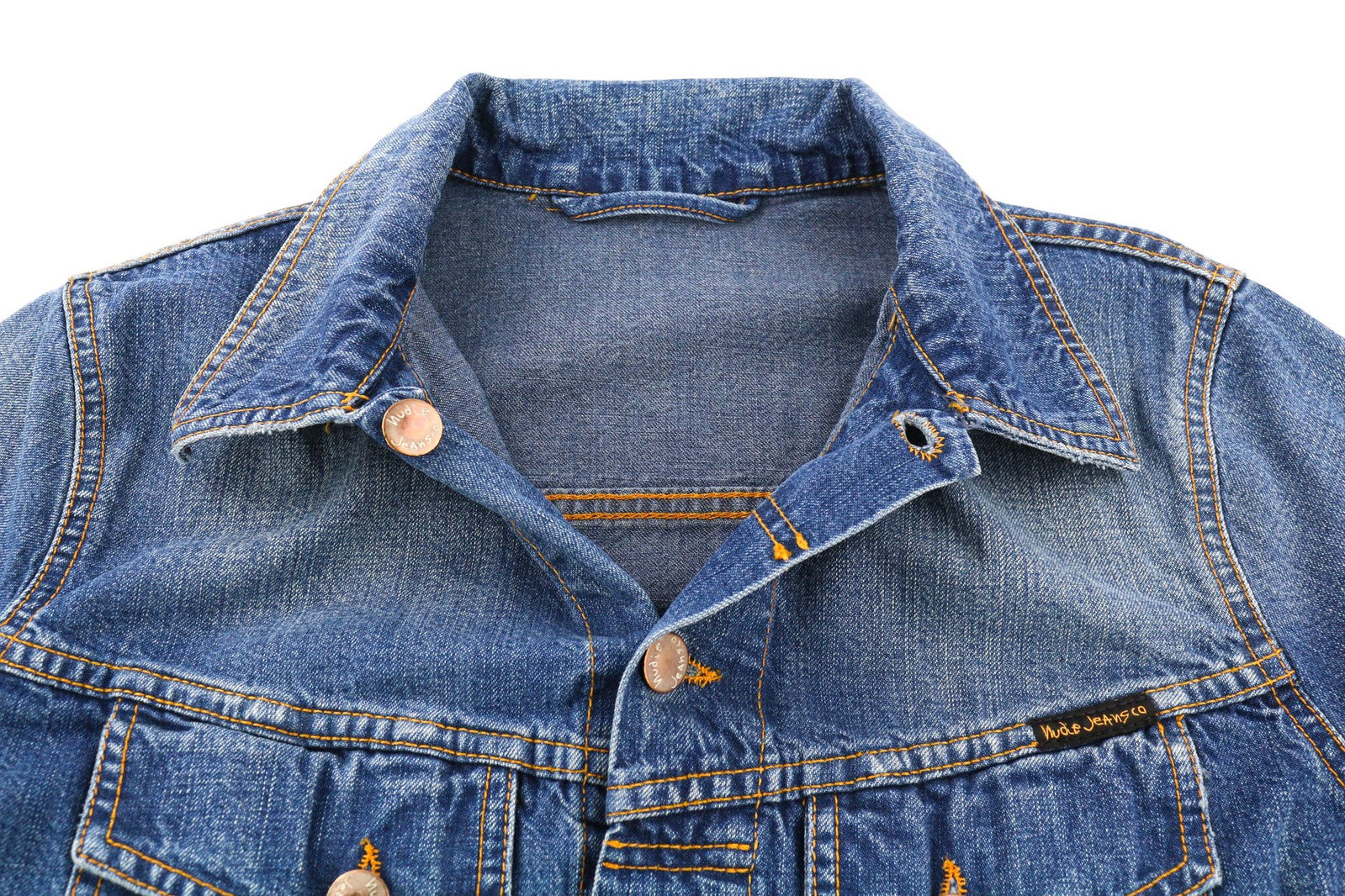 NUDIE JEANS Terry Recycle Worn In Men Jacket S Blue Pure Cotton Denim Faded