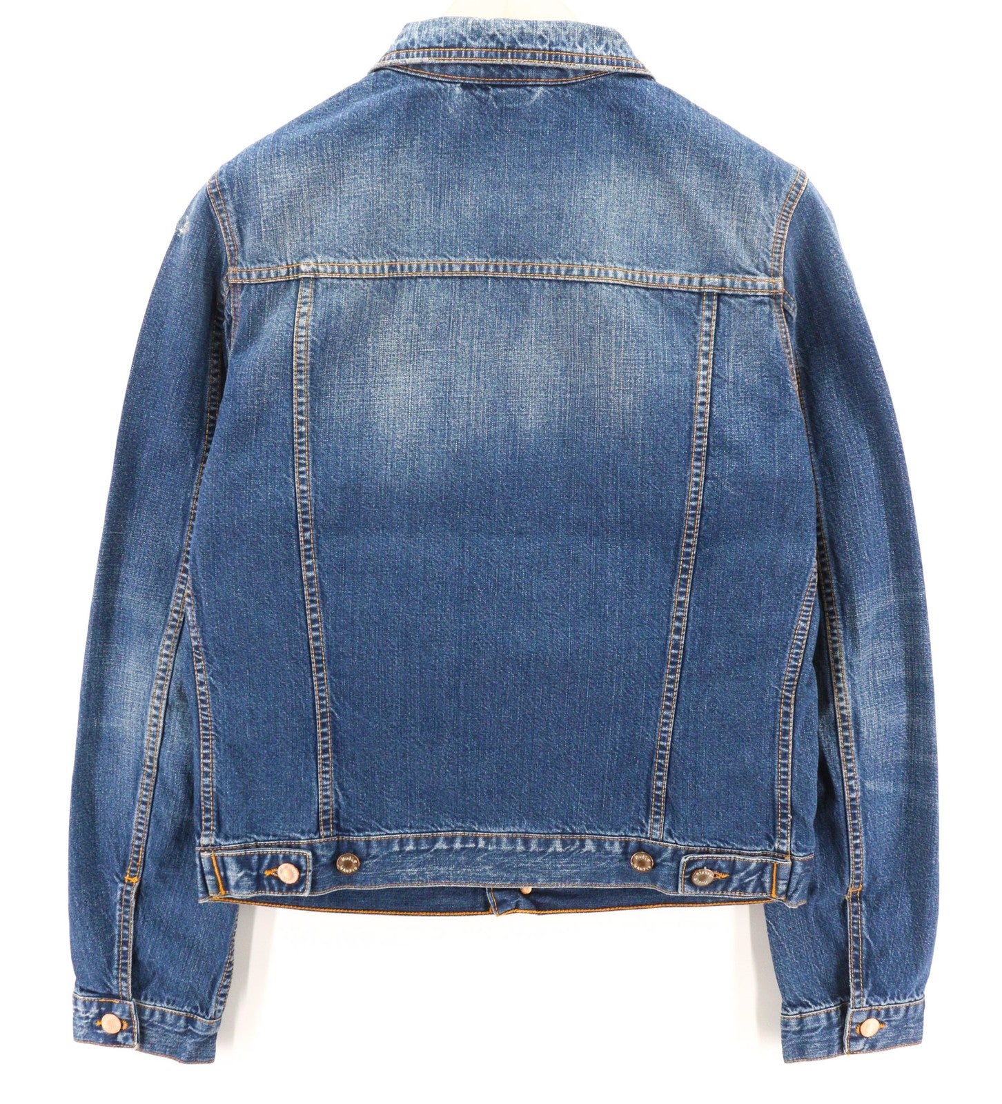 NUDIE JEANS Terry Recycle Dėvėta Vyriška Striukė M Mėlyna Grynos Medvilnės Džinsinė Striukė Skalbta 