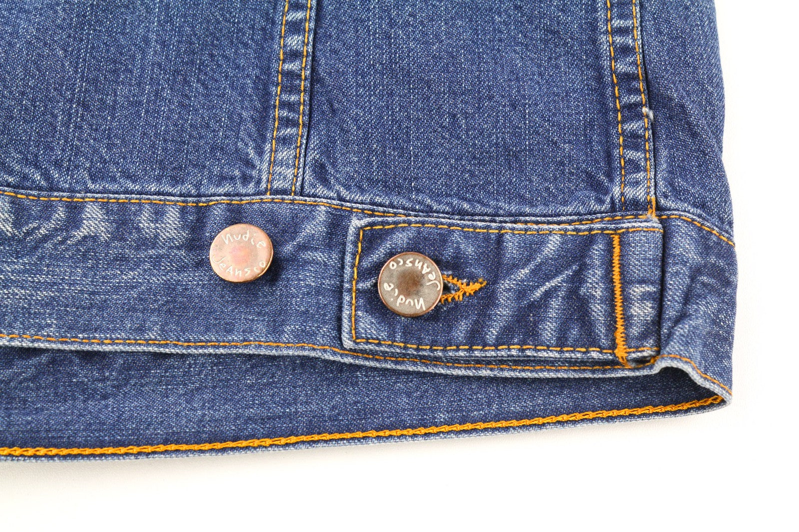 NUDIE JEANS Terry Recycle Dėvėta Vyriška Striukė M Mėlyna Grynos Medvilnės Džinsinė Striukė Skalbta 