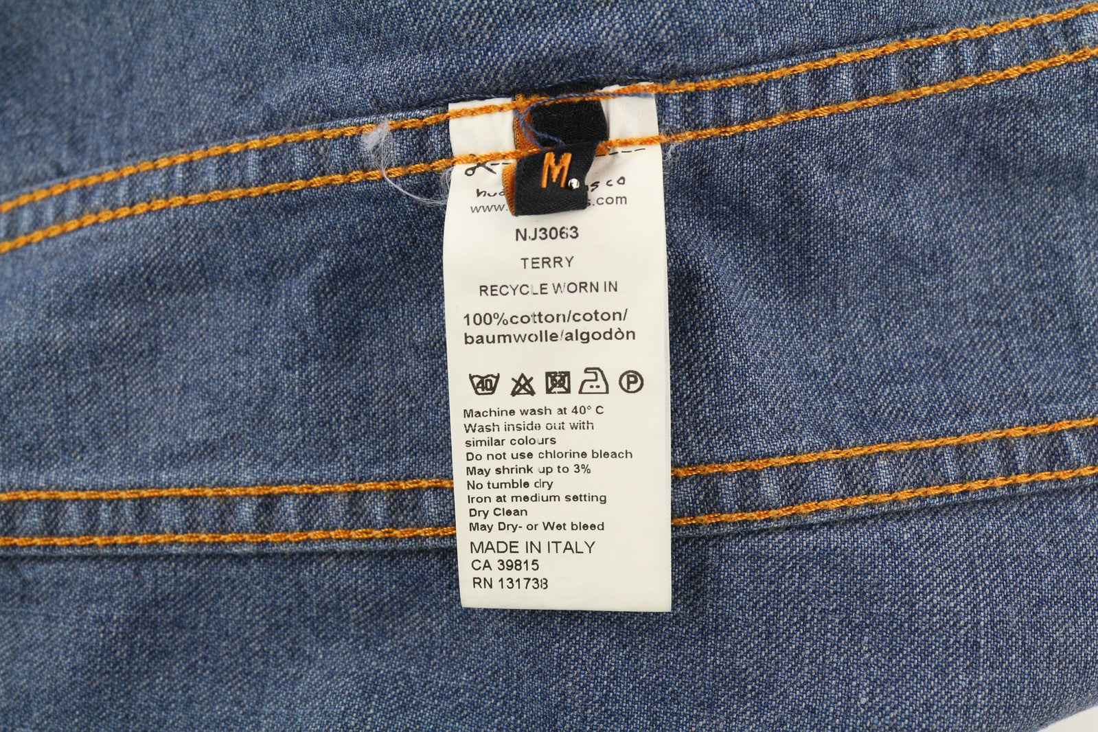 NUDIE JEANS Terry Recycle Dėvėta Vyriška Striukė M Mėlyna Grynos Medvilnės Džinsinė Striukė Skalbta 