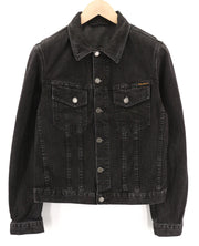 NUDIE JEANS Perry Organic Black Stone vyriška striukė M, džinsinė, juoda, išblukusi medvilnė 