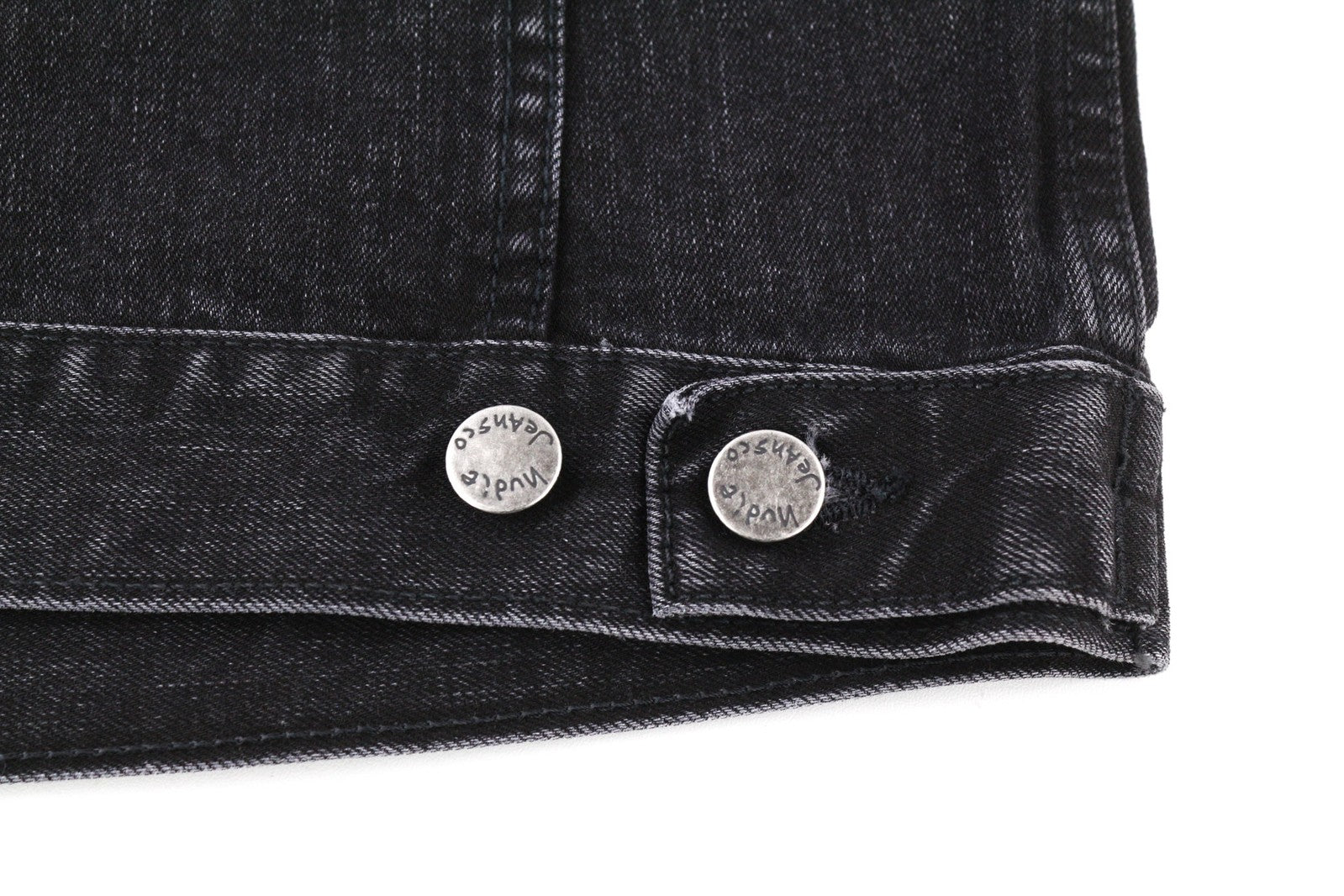 NUDIE JEANS Perry Organic Black Stone vyriška striukė M, džinsinė, juoda, išblukusi medvilnė 