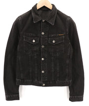 NUDIE JEANS Perry Organic Black Stone Men Jacket S Denim Black Pure Cotton Faded