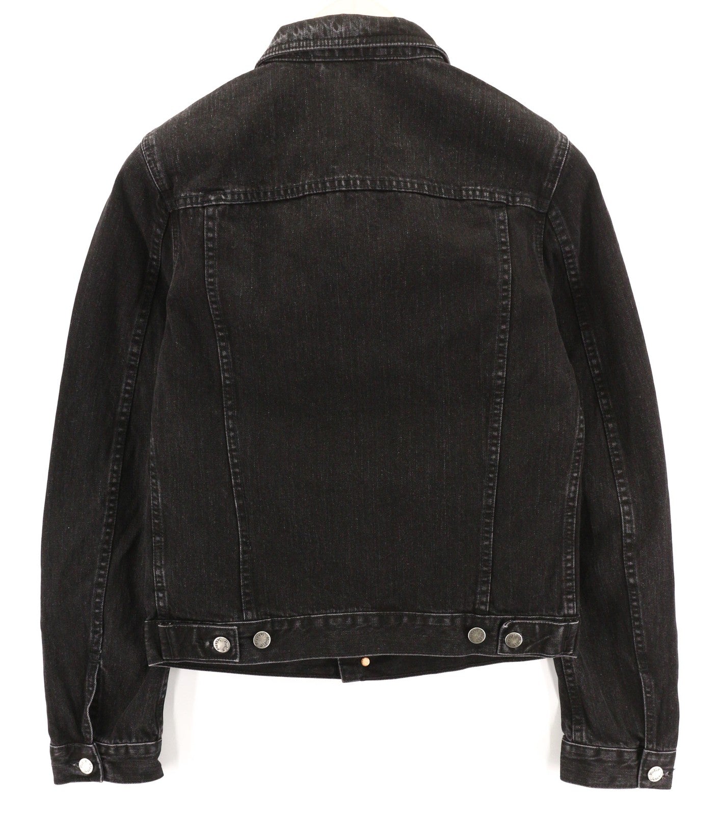 NUDIE JEANS Perry Organic Black Stone Men Jacket S Denim Black Pure Cotton Faded