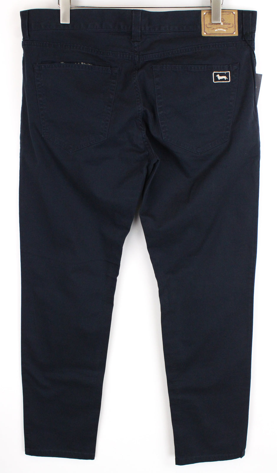 HARMONT &amp; BLAINE vyriškos kelnės 56 tamsiai mėlynos medvilnės plonas kirpimas tamprus džinsinis stilius 