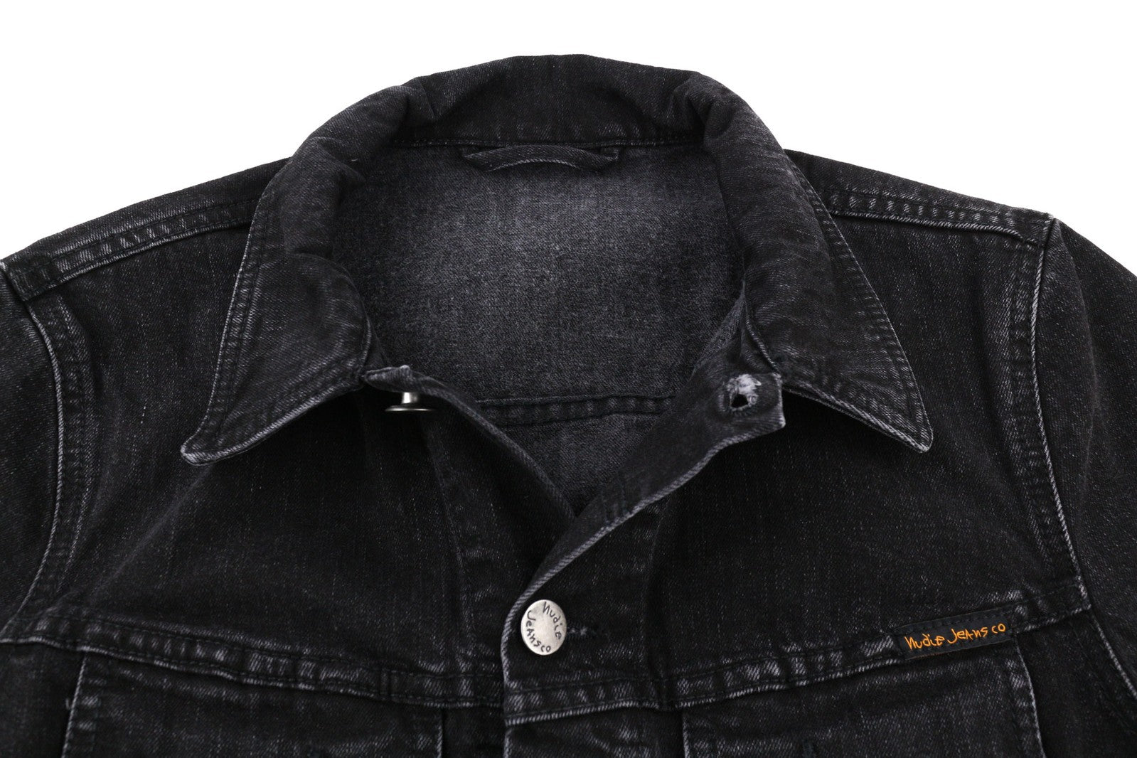 NUDIE JEANS Perry Organic Black Stone vyriška striukė S, džinsinė, juoda, medvilninė, skalbta 