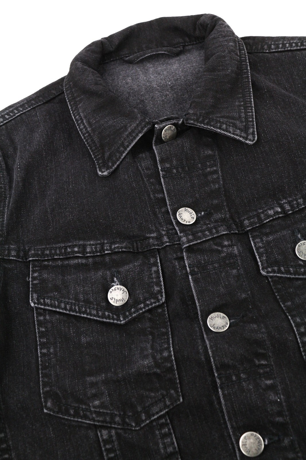 NUDIE JEANS Perry Organic Black Stone vyriška striukė S, džinsinė, juoda, medvilninė, skalbta 