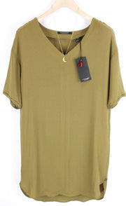 MAISON SCOTCH Women Dress XS Green Short Sleeve V-Neck Stretch Casual Mini