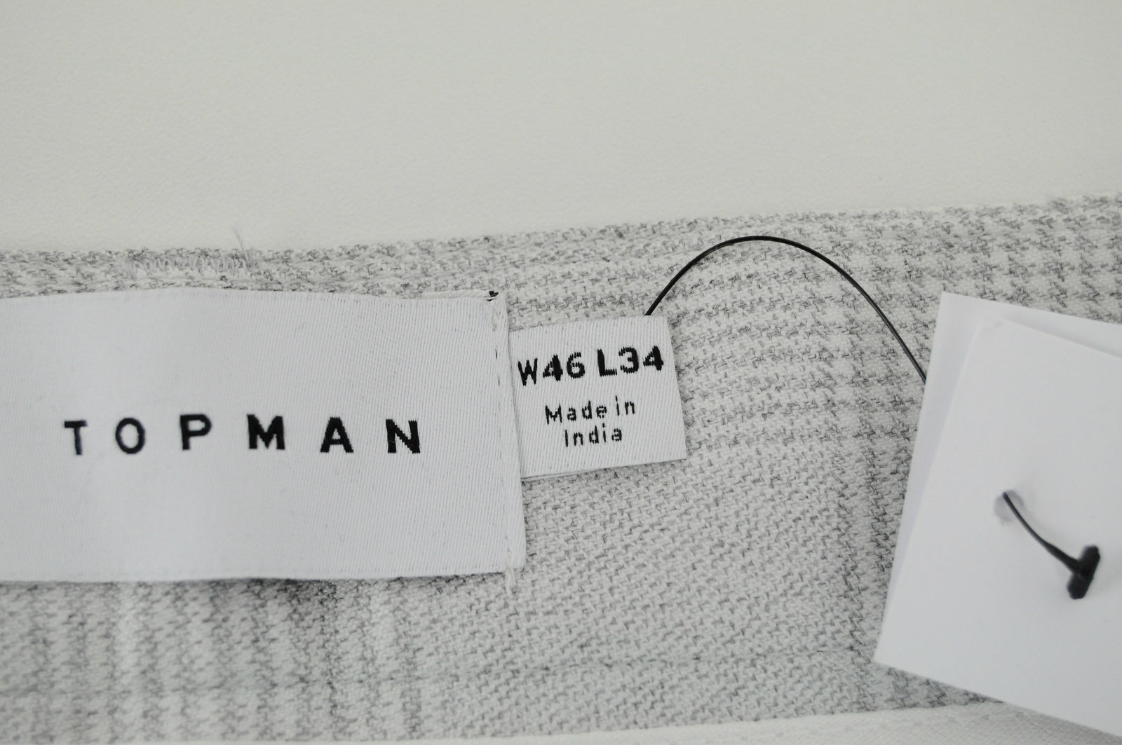 TOPSHOP Topman Men Trousers W46/L34 Grey Checked Skinny Fit Classic Style