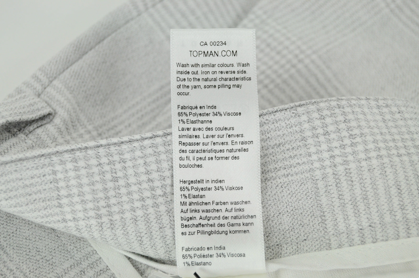 TOPSHOP Topman Men Trousers W46/L34 Grey Checked Skinny Fit Classic Style