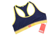 DIESEL Ufsb-Mileys Women Sports Bra L Sleeveless Round Neck Stretch Logo Blue