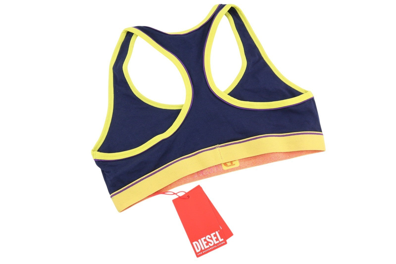 DIESEL Ufsb-Mileys Women Sports Bra L Sleeveless Round Neck Stretch Logo Blue