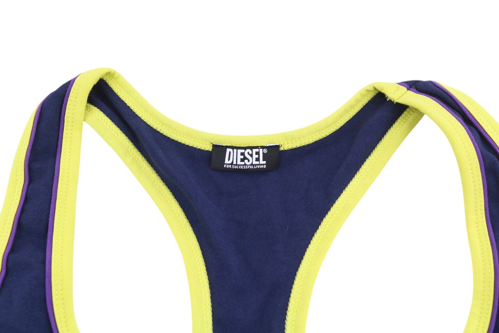 DIESEL Ufsb-Mileys Women Sports Bra L Sleeveless Round Neck Stretch Logo Blue