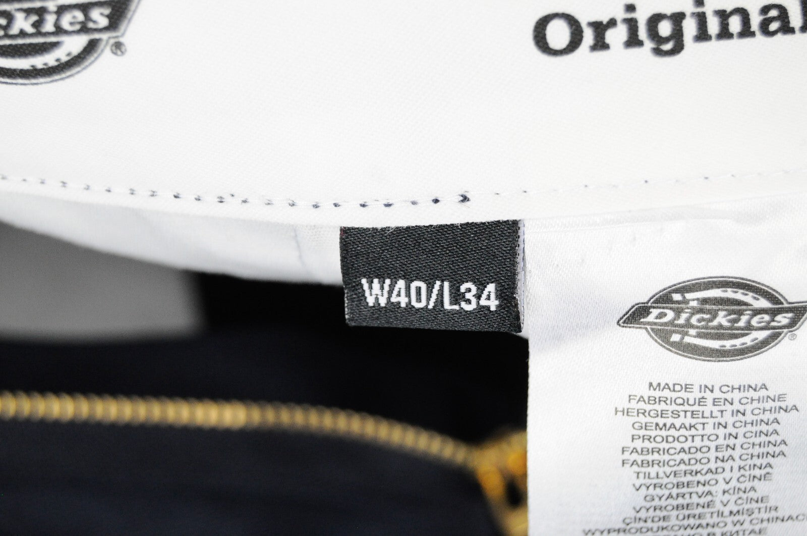 DICKIES Men Work Pants W40/L34 Navy Cotton Blend Pleated Original Fit Trousers