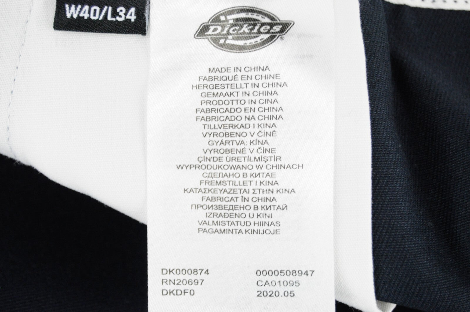 DICKIES Men Work Pants W40/L34 Navy Cotton Blend Pleated Original Fit Trousers