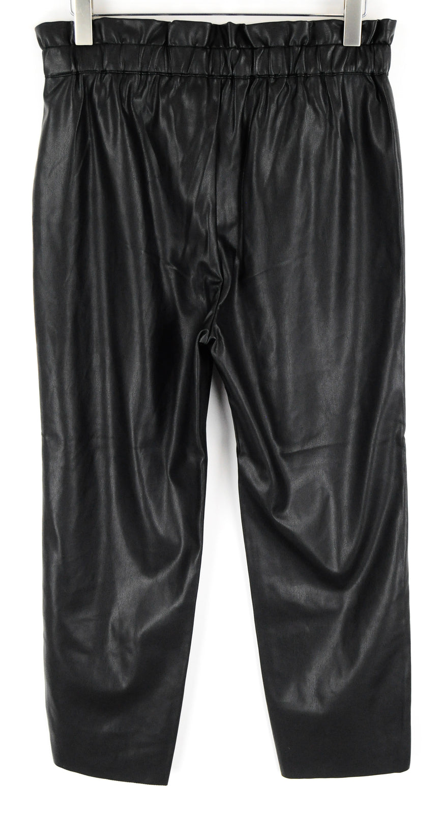 PEPE JEANS Women Trousers XL Black Faux Leather Straight Fit Waistband Style