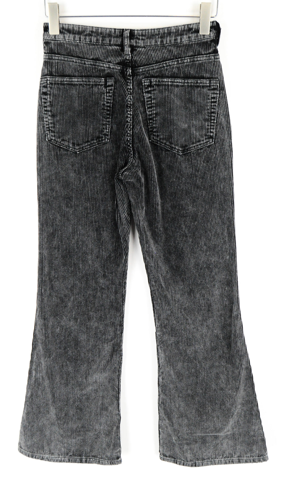 WEEKDAY Ritz Women Trousers 38 Grey Flared Corduroy Cotton 5-Pocket Casual