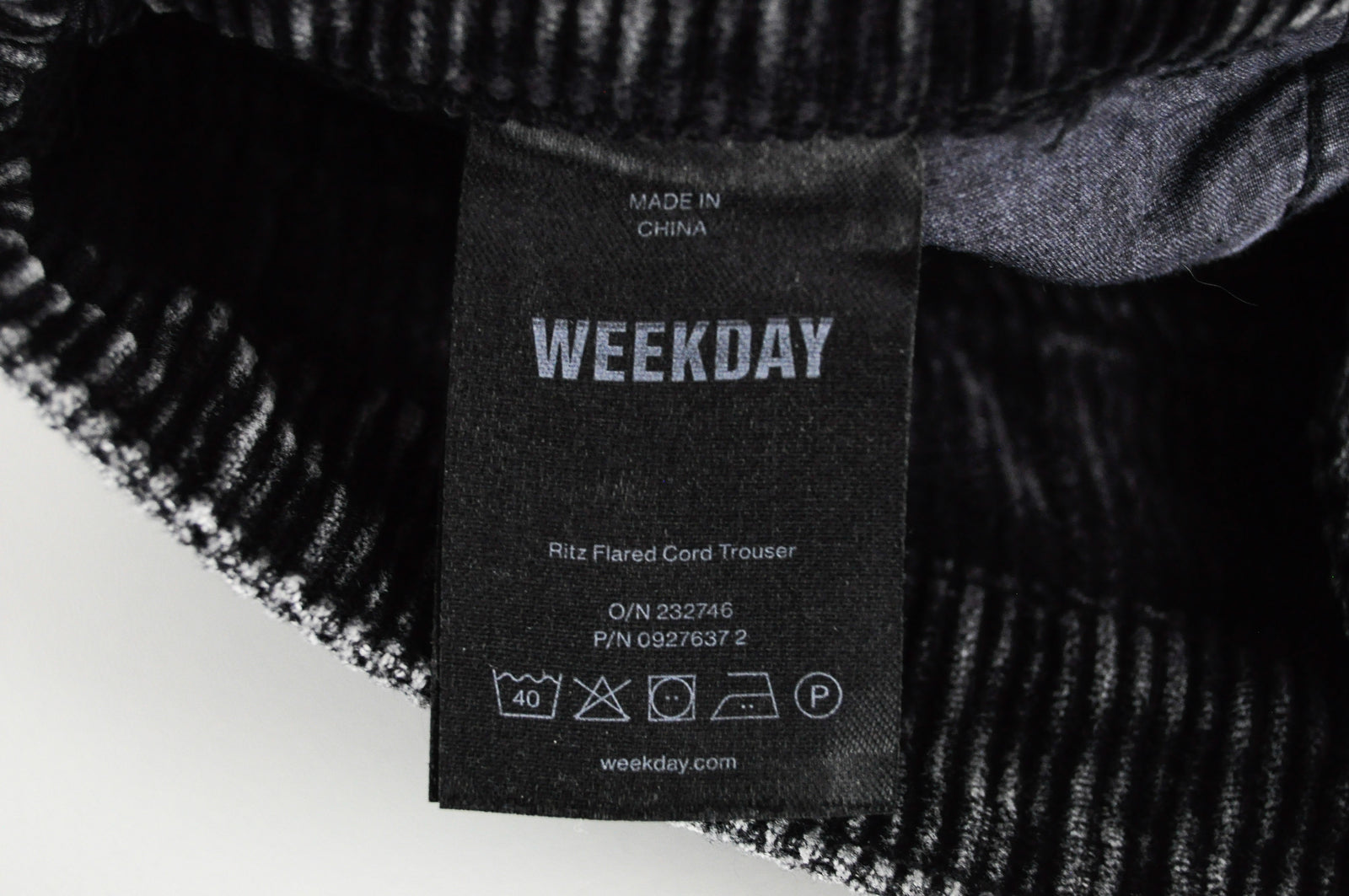 WEEKDAY Ritz Women Trousers 38 Grey Flared Corduroy Cotton 5-Pocket Casual