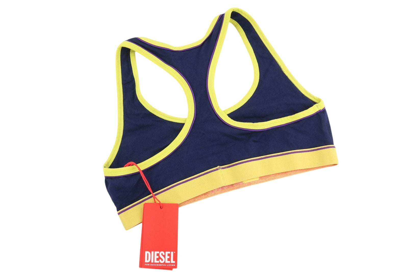 DIESEL Ufsb-Mileys Women Sports Bra L Sleeveless Round Neck Stretch Dark Blue