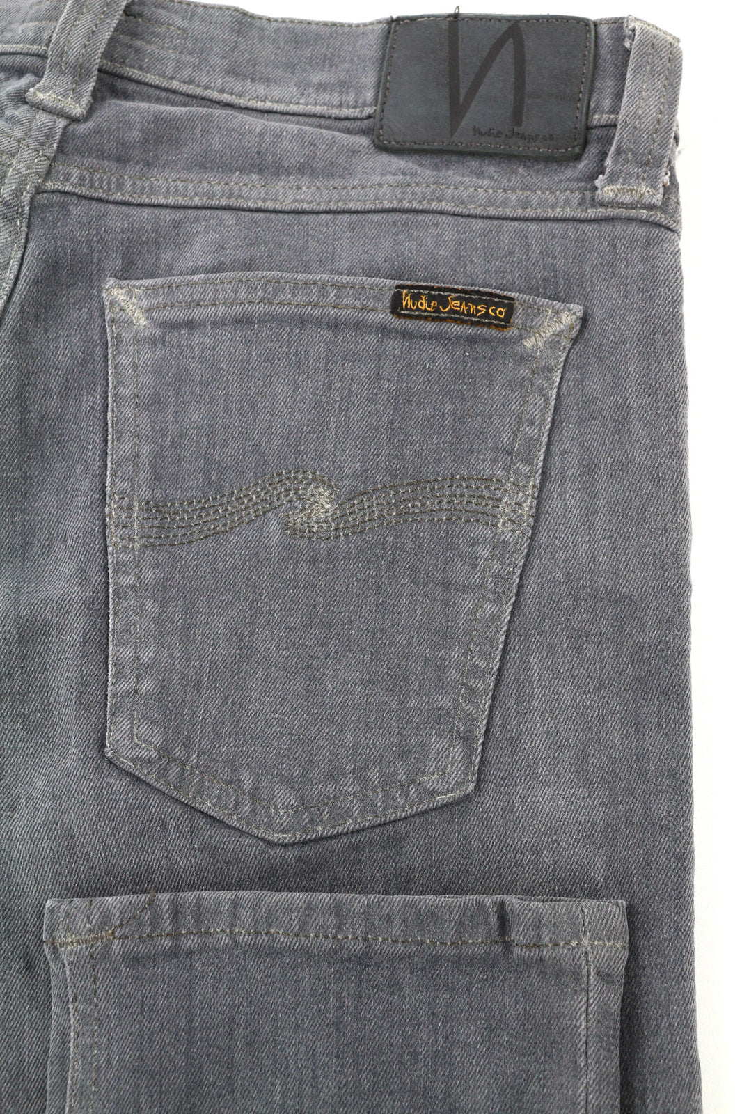 NUDIE JEANS Tight Long John Men Jeans W30/L34 Organic Charcoal Slim Logo Zipper