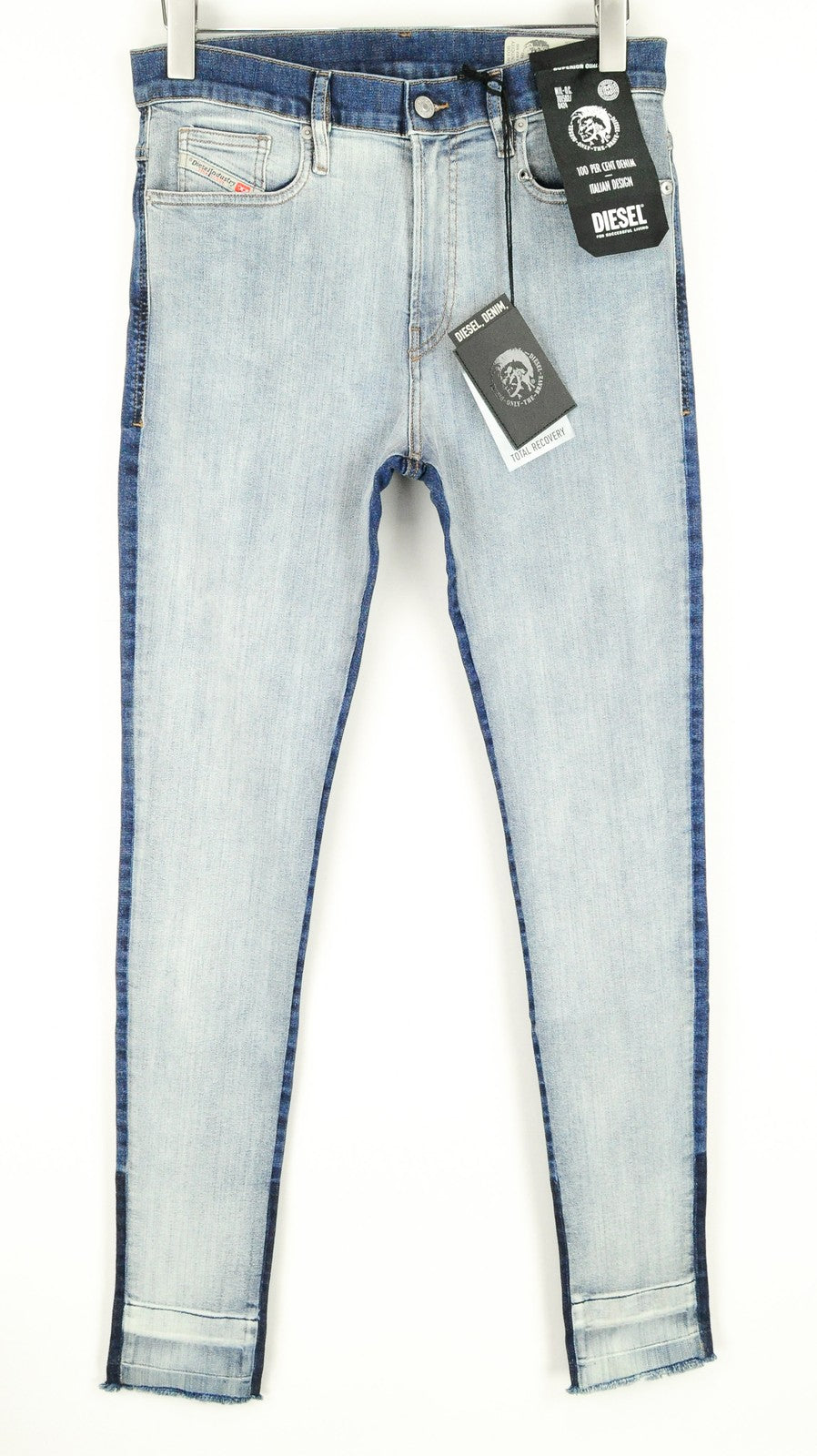 DIESEL D-Istort-SP 085AU vyriški džinsai W30/L32 mėlyni, itin aptempti, medvilniniai, skalbinių spalvos 