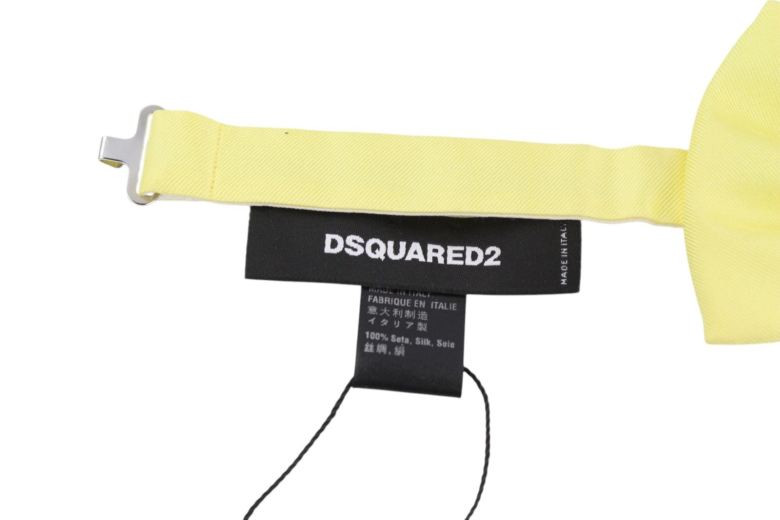 DSQUARED2 vyriška peteliškė VIENO DYDŽIO šilkinė geltona drugelio formos rišama suknelė visiems metų laikams 