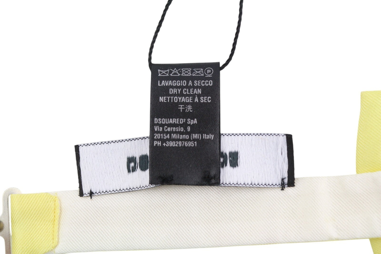 DSQUARED2 vyriška peteliškė VIENO DYDŽIO šilkinė geltona drugelio formos rišama suknelė visiems metų laikams 