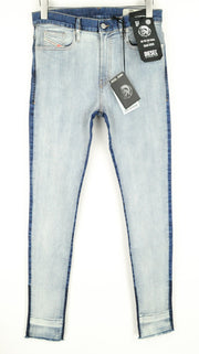 DIESEL D-Istort-SP 085AU Men Jeans W30/L32 Super Skinny Blue Cotton Washed Fit