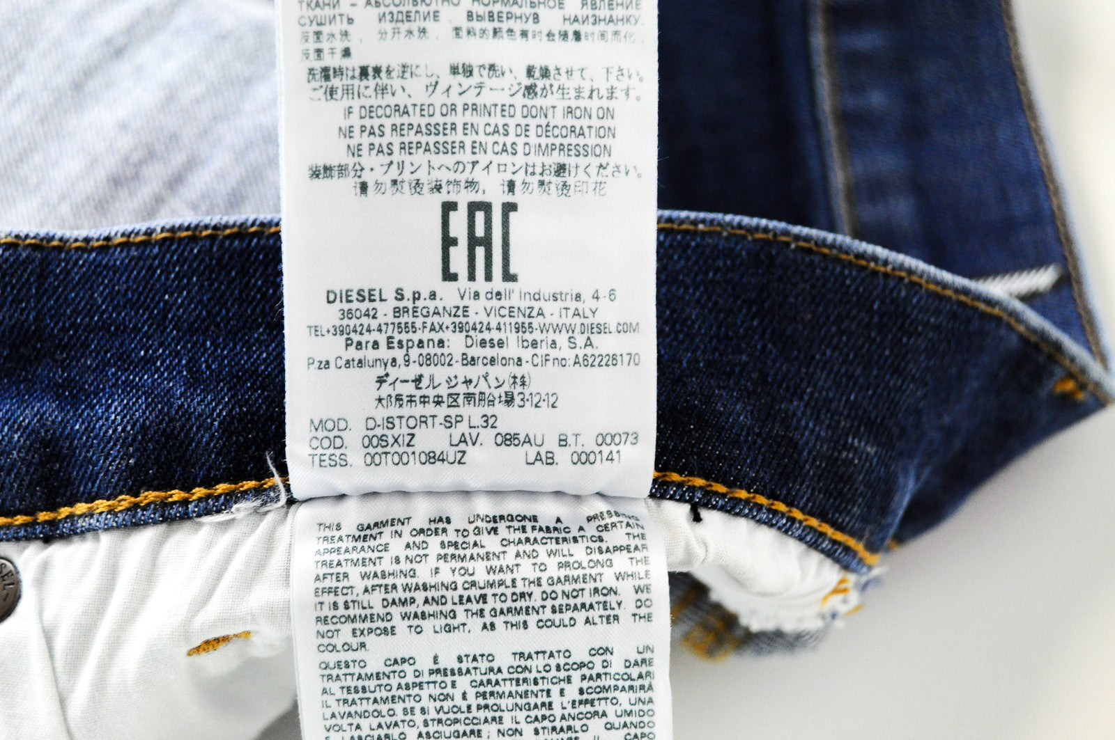 DIESEL D-Istort-SP 085AU Men Jeans W30/L32 Super Skinny Blue Cotton Washed Fit