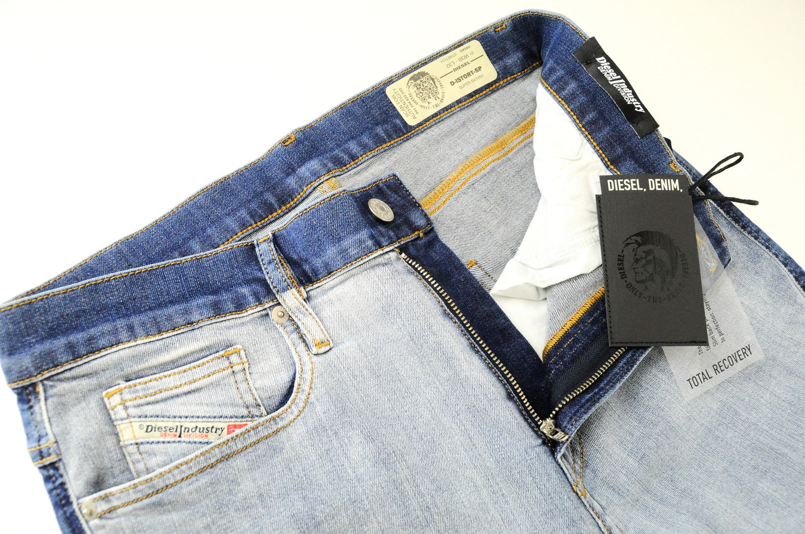 DIESEL D-Istort-SP 085AU Men Jeans W30/L32 Super Skinny Blue Cotton Washed Fit