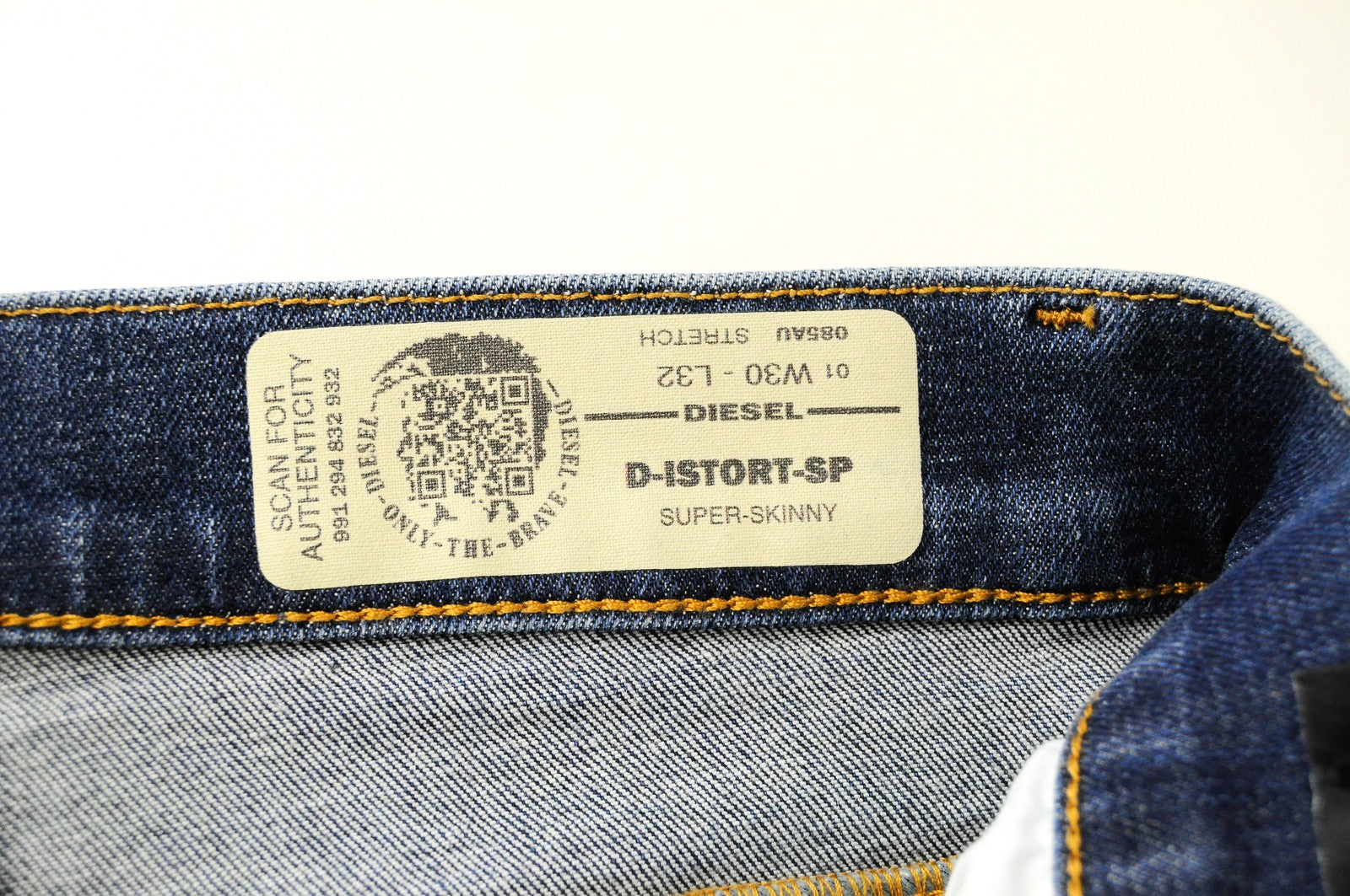 DIESEL D-Istort-SP 085AU Men Jeans W30/L32 Super Skinny Blue Cotton Washed Fit