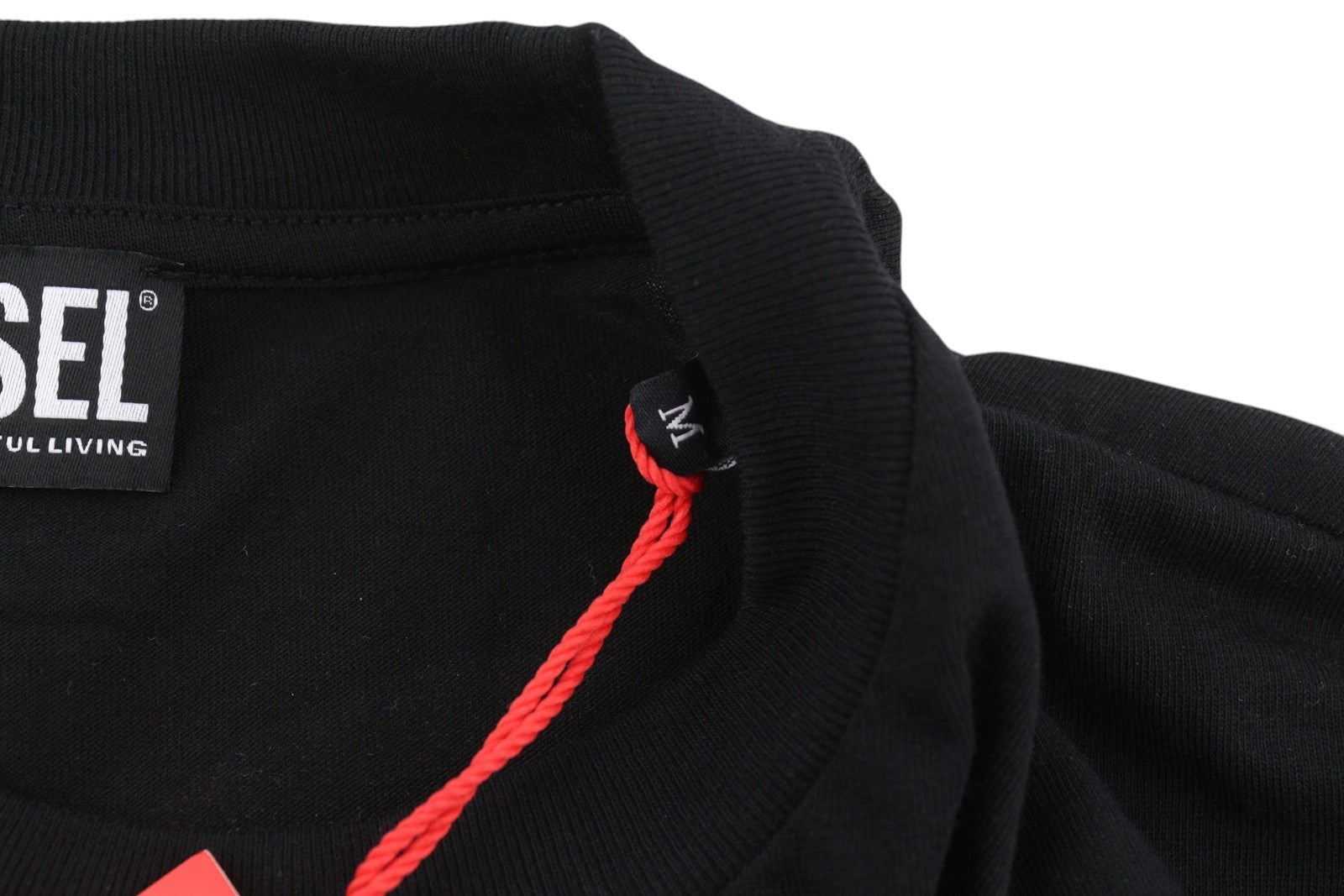 DIESEL T-Just-LS-E4 vyriški marškinėliai M, juodi, ilgomis rankovėmis, apvalia kaklo iškirpte, trikotažo spalvos