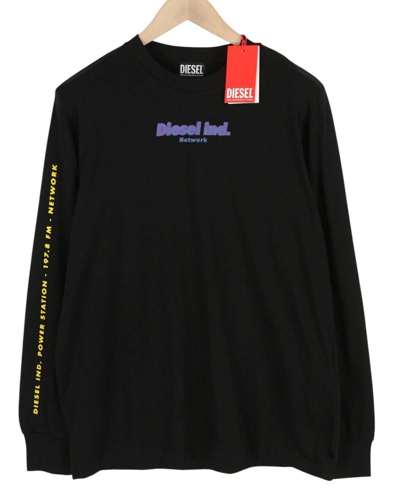 DIESEL T-Just-LS-E4 vyriški marškinėliai L, juodi, ilgomis rankovėmis, apvalia apykakle, trikotažiniai, RRP 80 € 