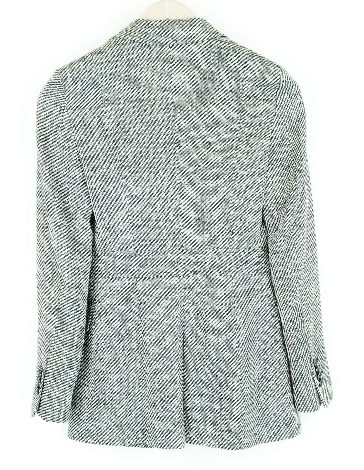 SUISTUDIO Olivia Women Blazer UK6R Grey Silk Cotton Patterned Lined Formal Coat