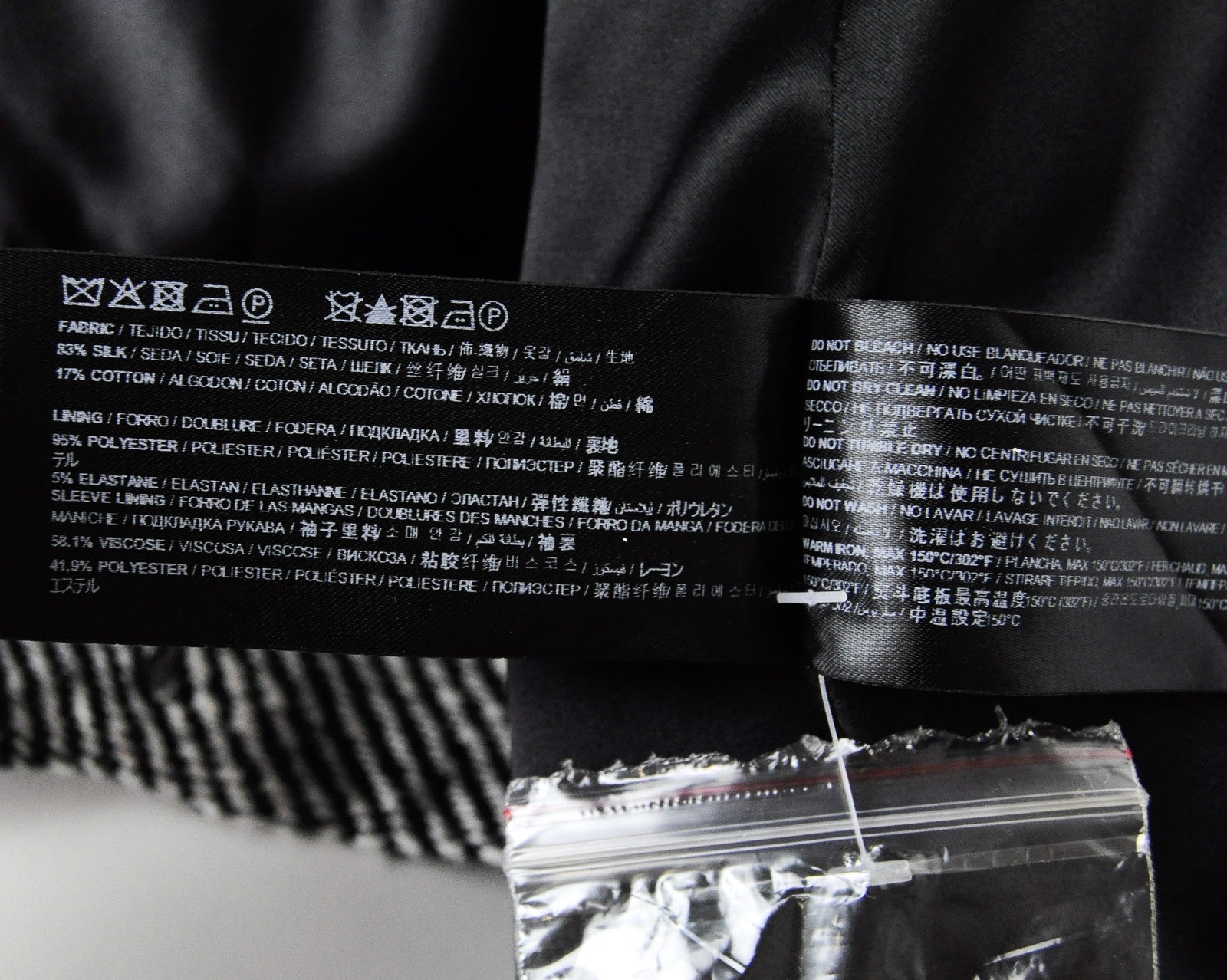 SUISTUDIO Olivia moteriškas švarkas UK6R pilkas šilkinis medvilninis klasikinio pamušalo raštuotas kirpimas 