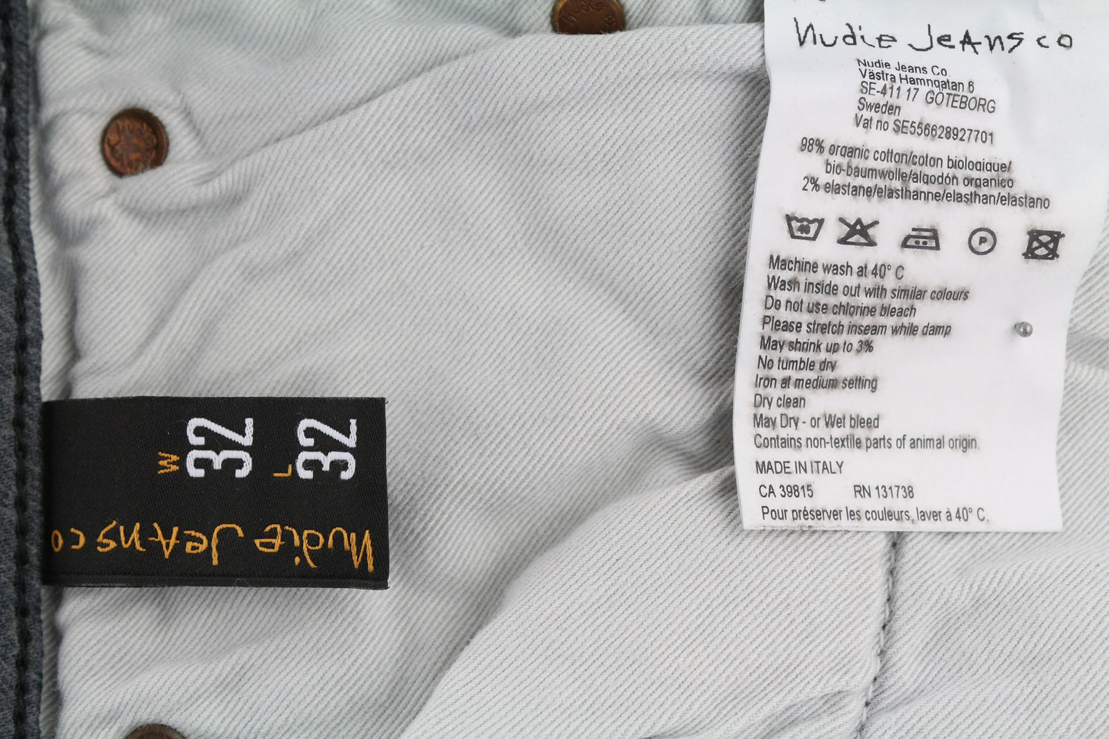 NUDIE JEANS Thin Finn Men Jeans W32/L32 Slim Grey Cotton Elastane Washed Casual