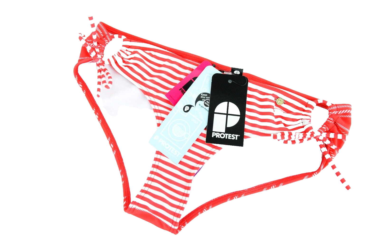 PROTEST Leone Women Swimsuit UK14D Red Striped Stretch Bikini Two Piece Set