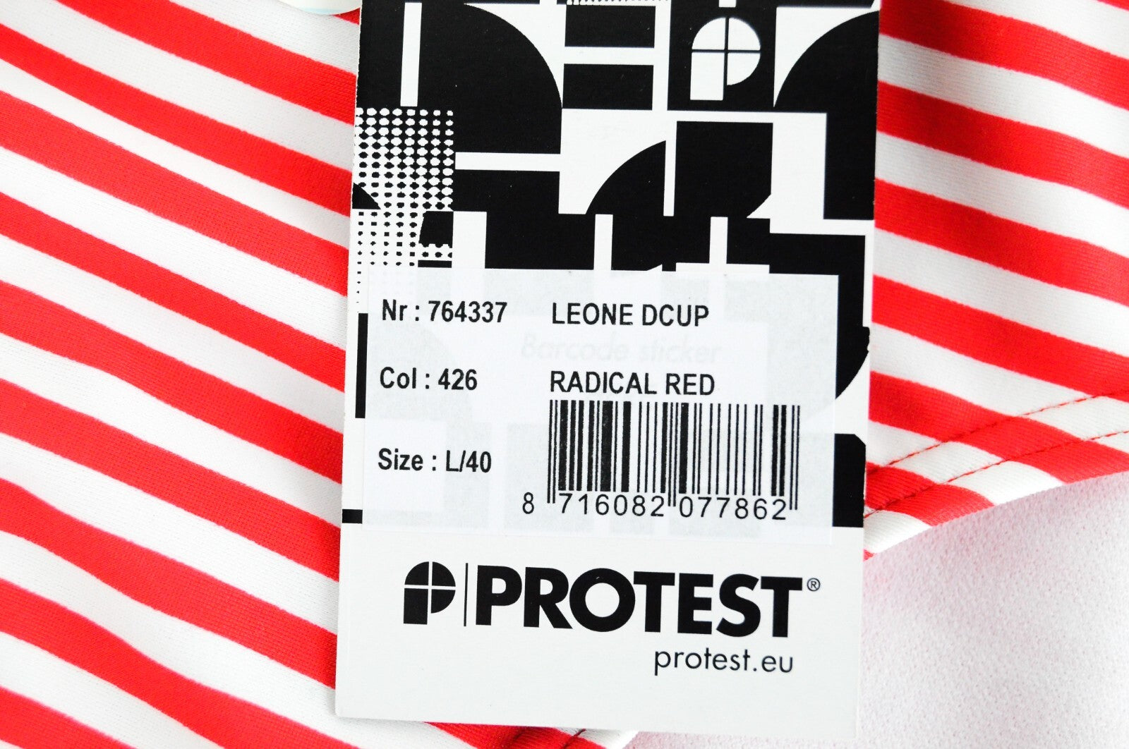 PROTEST Leone Women Swimsuit UK14D Red Striped Stretch Bikini Two Piece Set