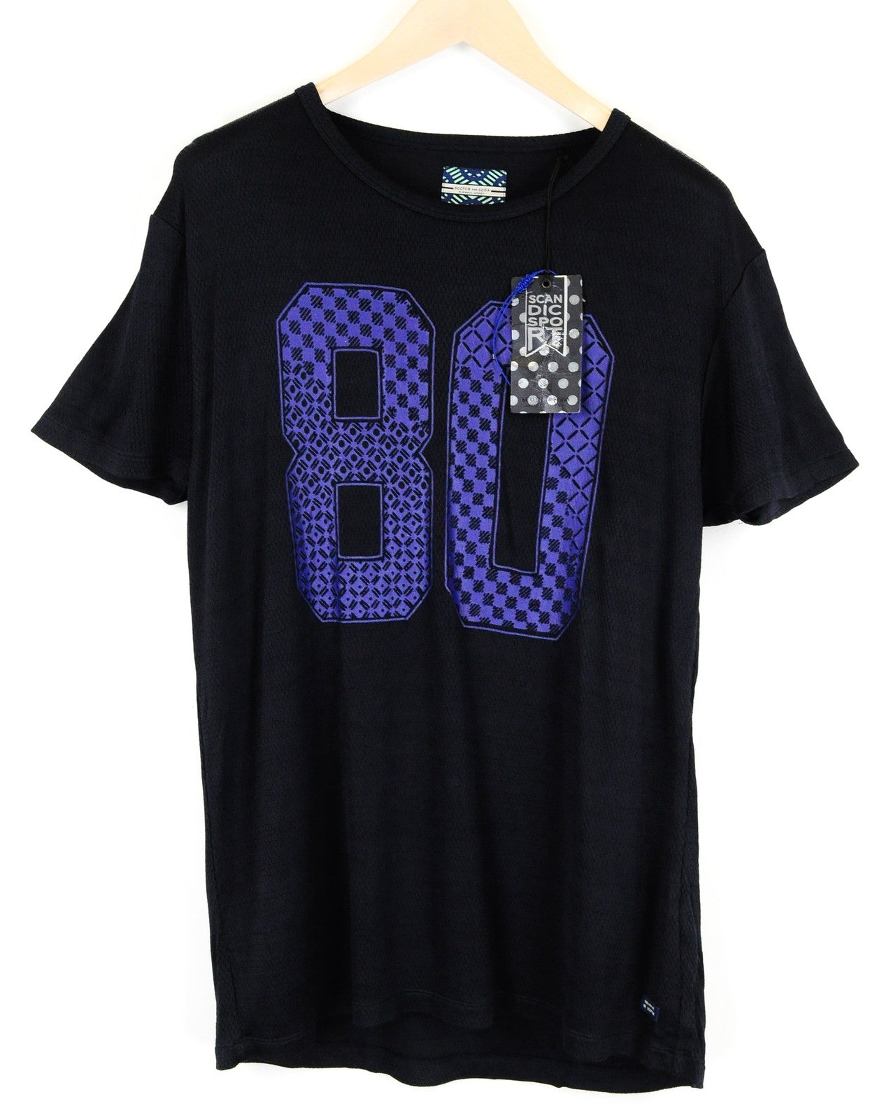 SCOTCH &amp; SODA Scandic Sport vyriški marškinėliai ~M tamsiai mėlyni trumpomis rankovėmis su logotipu ir laisvalaikio stiliaus 