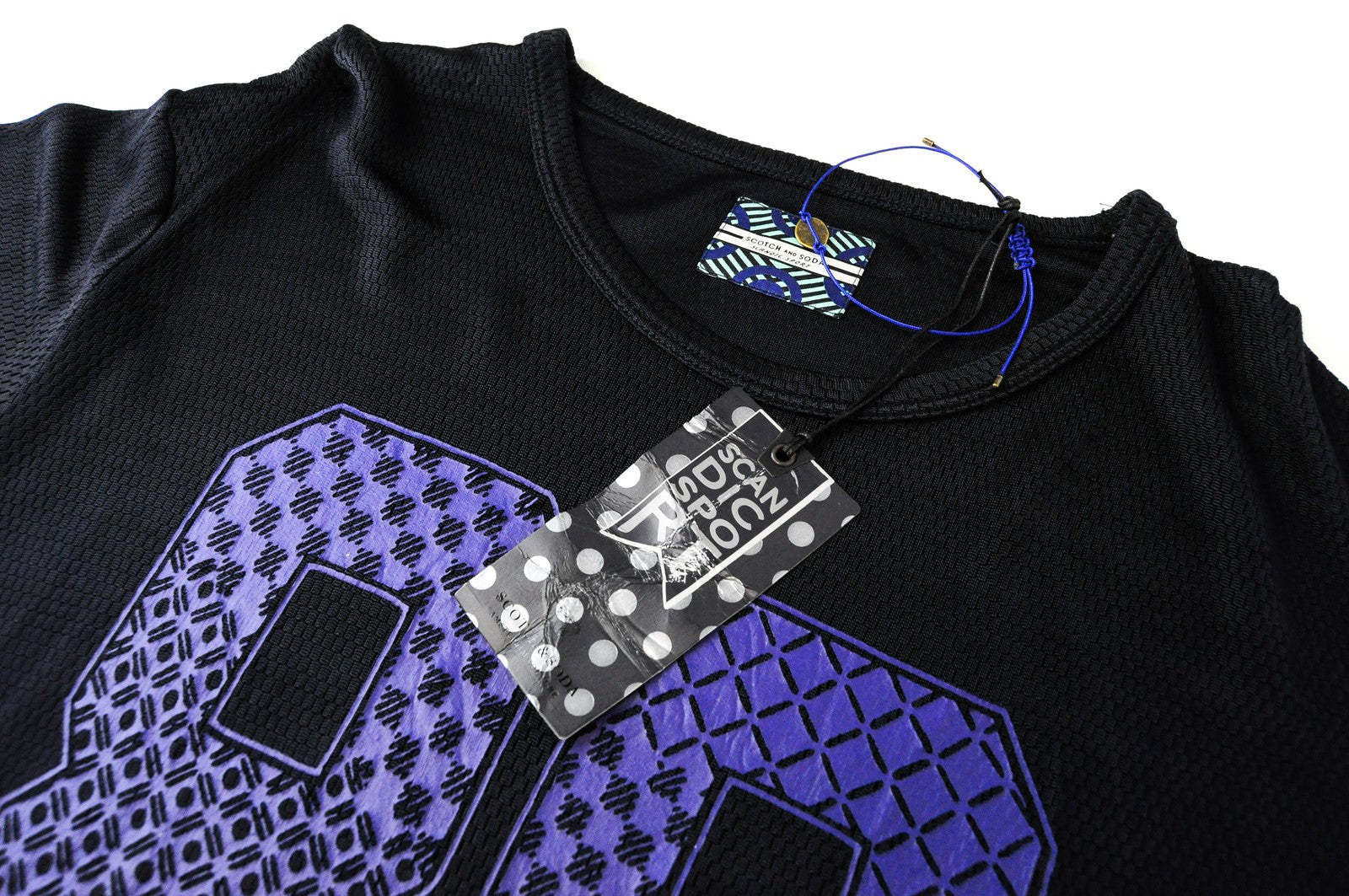 SCOTCH &amp; SODA Scandic Sport vyriški marškinėliai ~M tamsiai mėlyni trumpomis rankovėmis su logotipu ir laisvalaikio stiliaus 