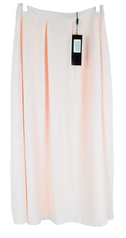 NIFE Women Skirt XL Pink Pastel Lightweight Pleated Stretch Mid-Length Casual