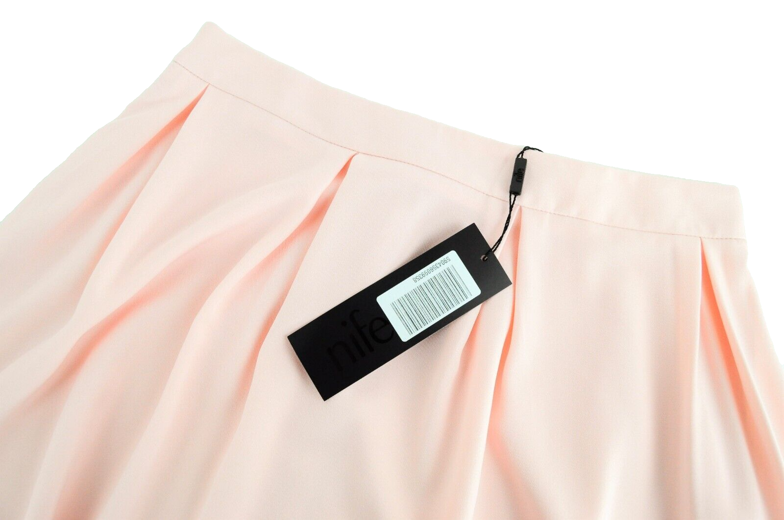 NIFE Women Skirt XL Pink Pastel Lightweight Pleated Stretch Mid-Length Casual