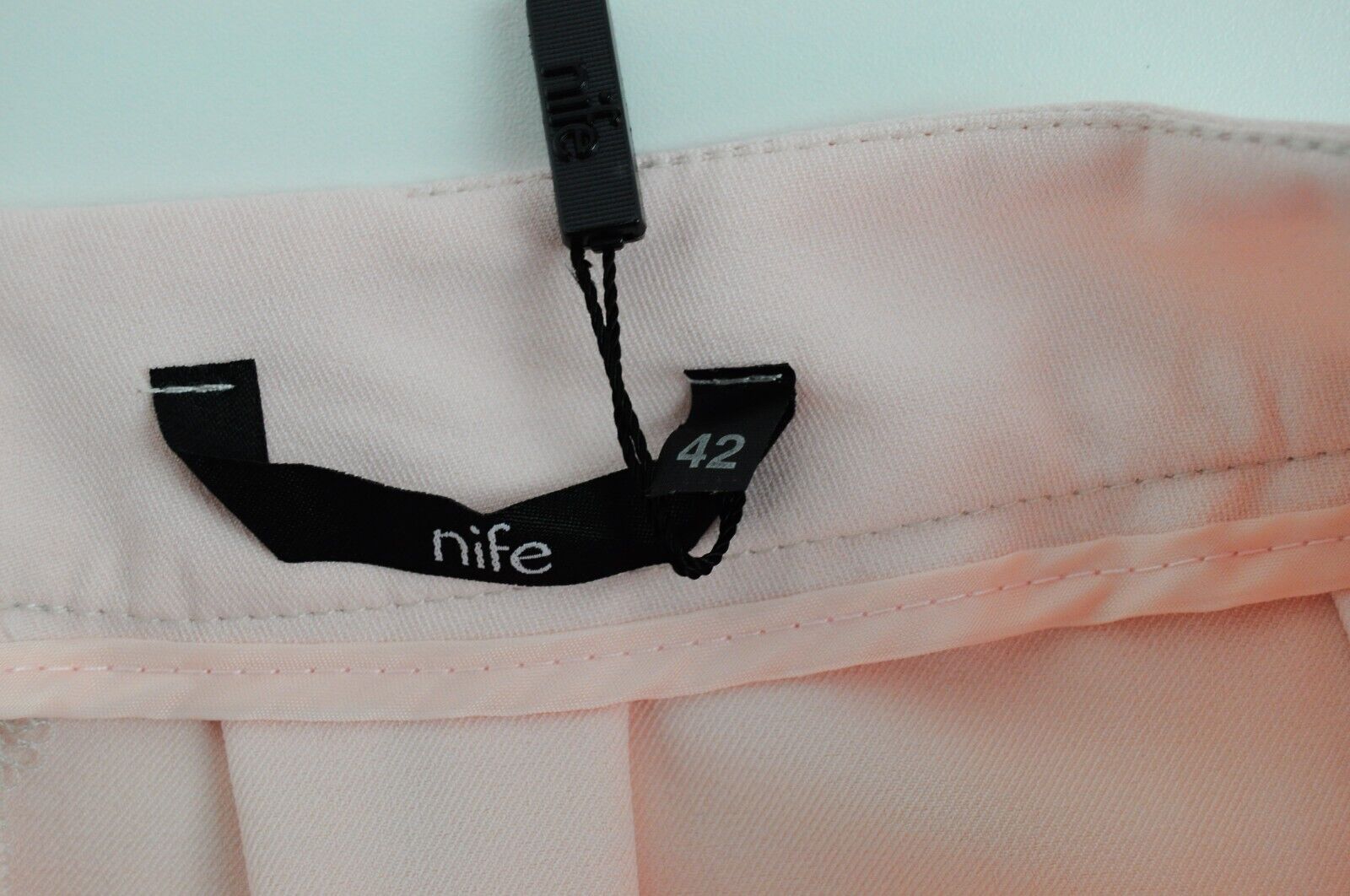 NIFE Women Skirt XL Pink Pastel Lightweight Pleated Stretch Mid-Length Casual