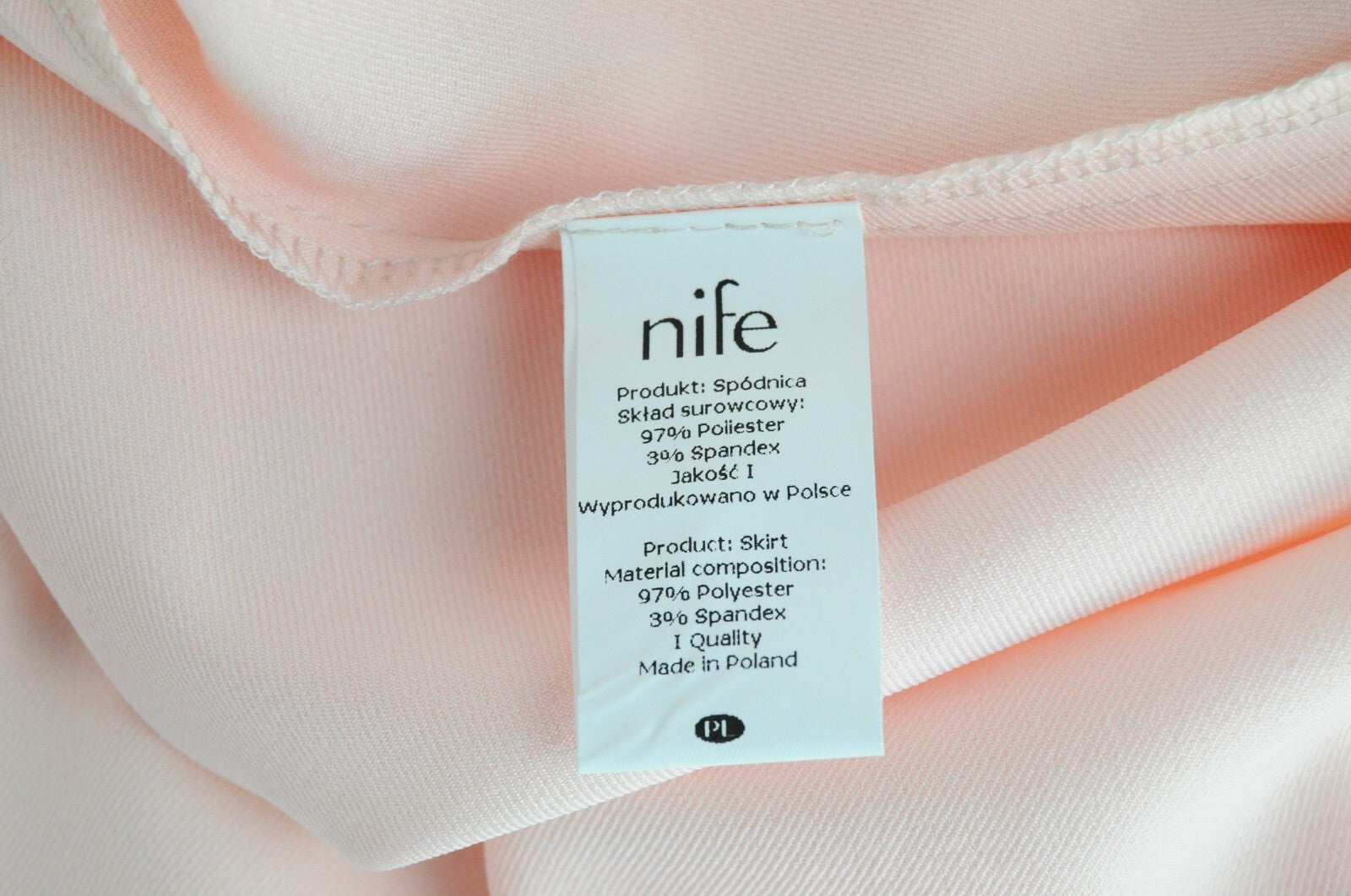 NIFE Women Skirt XL Pink Pastel Lightweight Pleated Stretch Mid-Length Casual