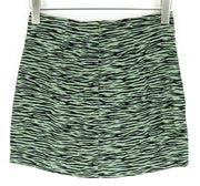 PULL & BEAR Women Skirt M Green Zebra Print Patterned Short Lined Mini Slits