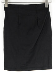 VILA Viines Commit Women Skirt XS Black Coated Zipped Short Stretch Fitted