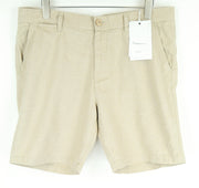 KNOWLEDGECOTTON APPAREL Men Shorts 38 Brown Cotton Linen Stretch Slit Pockets